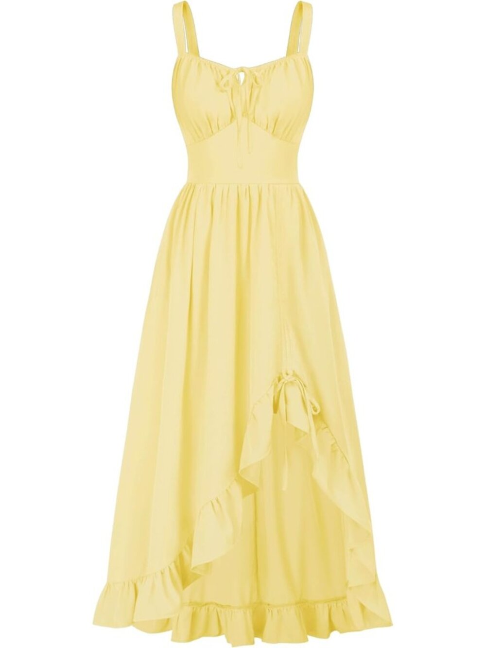 Women's Light Yellow Sleeveless Renaissance Corset Flowy Milkmaid Costumes Dress